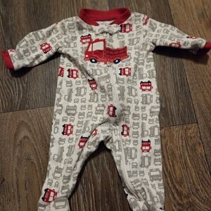 Newborn Firetruck Carter's Red and Gray Truck Print Sleeper
